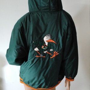 University of Miami Hurricanes Champs Size L Sports Coat Green Puffer UM *004